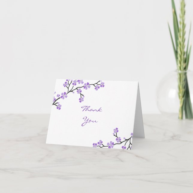 Cartes de remerciement Fleur de cerisier violette (Devant)