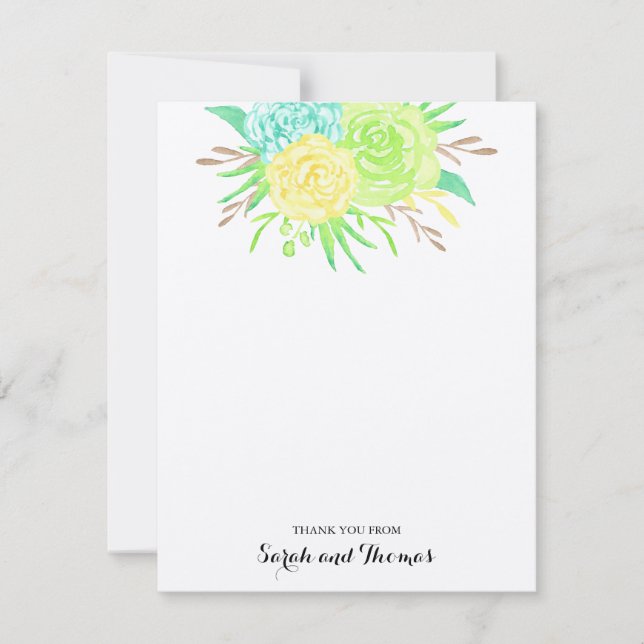 Cartes de remerciement Fleurs Aquarelle d'été (Devant)