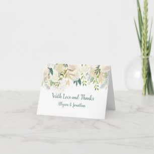 Cartes de remerciement Fleurs Blanches Crème Paill