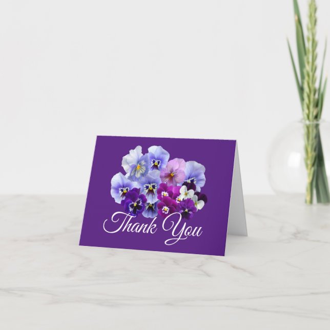 Cartes de Remerciement Fleurs de Pensée Violettes  (Devant)