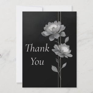 Cartes de remerciement Fleurs et Lignes Argentées 