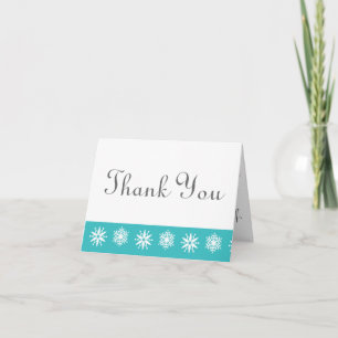 Cartes de remerciement Flocons de neige en turquoi