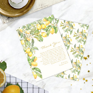 Cartes de remerciement florales au citron