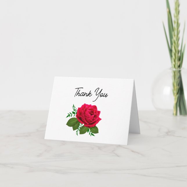 Cartes de remerciement florales avec roses rouges  (Devant)