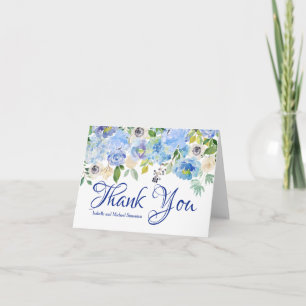 Cartes de remerciement florales bleues personnalis