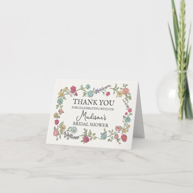 Cartes de remerciement florales lumineuses pour fê (Devant)