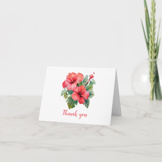 Cartes de remerciement florales tropicales à l'Hib (Devant)