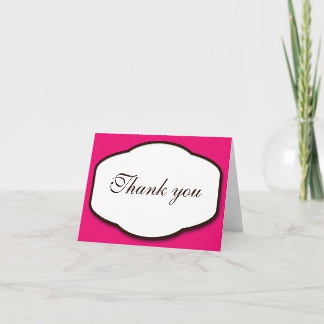 Cartes de remerciement Fuchsia Marron & Blanc (Devant)