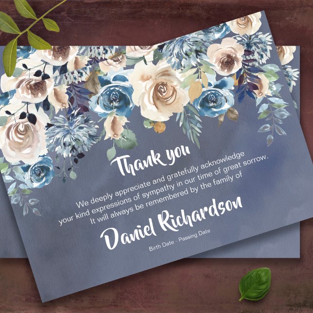 Cartes de remerciement funéraire | Aimer les souve (Floral bereavement sympathy memorial funeral thank you cards)