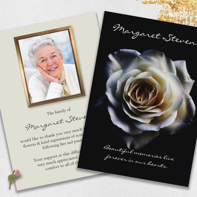 Cartes de remerciement funéraire | Belle floraison (funeral thank you cards, bereavement, elegant, simple, celebration of life, sympathy card)