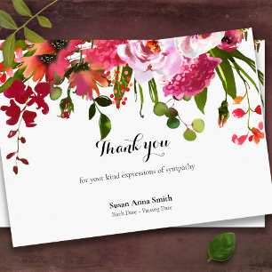 Cartes de remerciement funéraire Blush & Coral