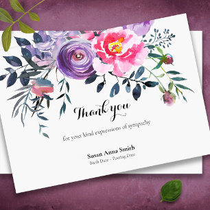 Cartes de remerciement funéraire Blush & Grey