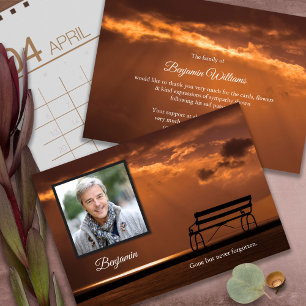 Cartes de remerciement funéraire Coucher de sole