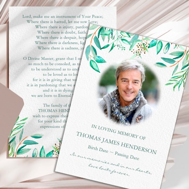 Cartes de remerciement funéraire | Eucalyptus 1 (Eucalyptus greenery sympathy bereavement memorial funeral thank you card)