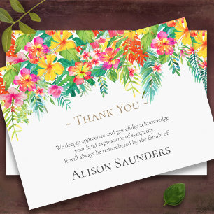 Cartes de remerciement funéraire Fleurs tropical