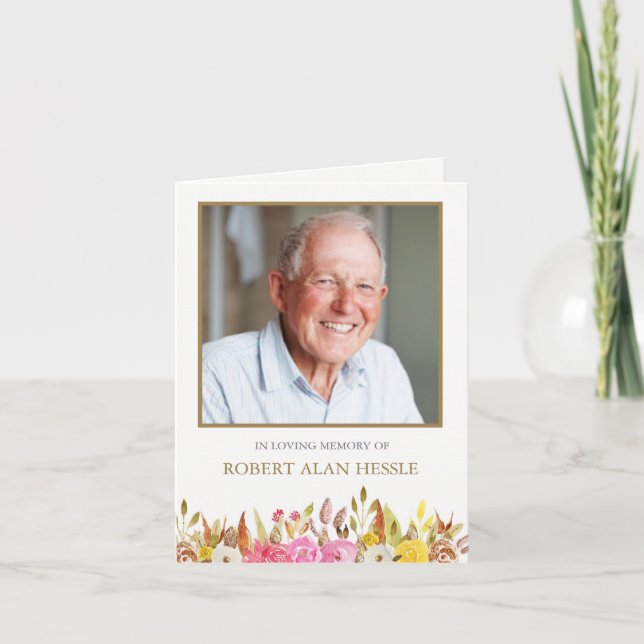 Cartes de remerciement funéraire | Florales élégan (Devant)