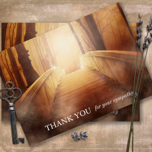 Cartes de remerciement funéraire | Golden Bridge (Sympathy Photo Celebration of Life, In Loving Memory, Forever in our Hearts Funeral thank you cards)