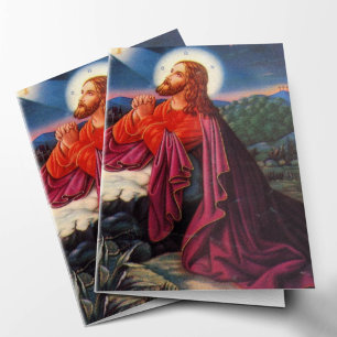 Cartes de remerciement funéraire Jésus priant 5