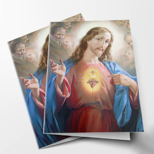 Cartes de remerciement funéraire Jésus Sacré Coe