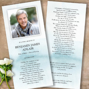 Cartes de remerciement funéraire Laver bleu aqua