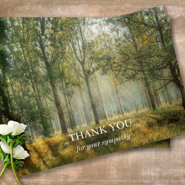 Cartes de remerciement funéraire | Lumière foresti (Sympathy Photo Celebration of Life, In Loving Memory, Forever in our Hearts Funeral thank you cards)