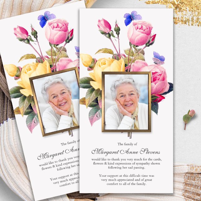 Cartes de remerciement funéraire | Papillons et Ro (funeral thank you cards, bereavement, elegant, simple, celebration of life, sympathy card)