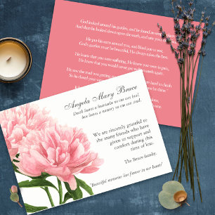 Cartes de remerciement funéraire Peonies antique