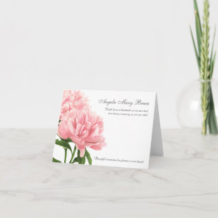 Cartes de remerciement funéraire Peony rose anti