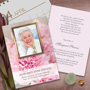 Cartes de remerciement funéraire Pretty Pink Peo