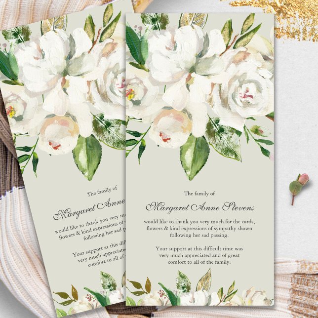 Cartes de remerciement funéraire | Rose blanche an (funeral thank you cards, bereavement, elegant, simple, celebration of life, sympathy card)