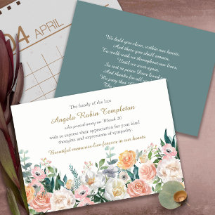 Cartes de remerciement funéraire Roses aquarelle