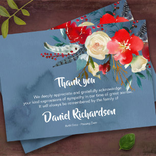 Cartes de remerciement funéraire Scandi Floral B