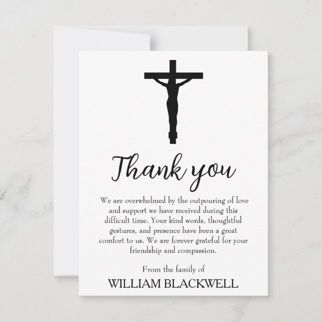 cartes de remerciement funéraires en noir et blanc (Devant)
