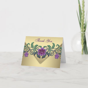 Cartes de remerciement Gold Purple Petunia