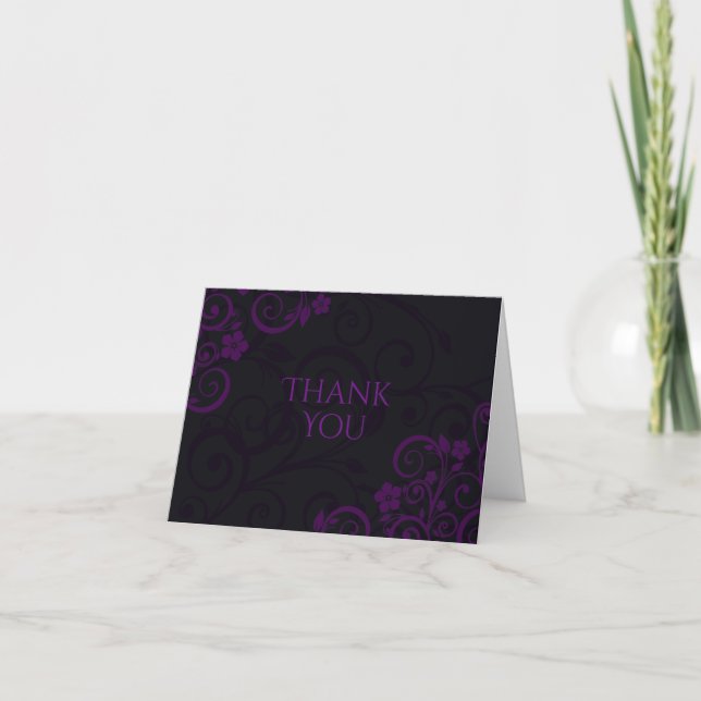 Cartes de remerciement gothiques prune pourpre (Devant)