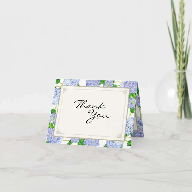 Cartes de Remerciement Hydrangea Bleu Dentelle Flo (Devant)