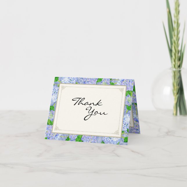 Cartes de Remerciement Hydrangea Bleu Dentelle Flo (Devant)