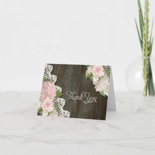 Cartes de Remerciement Hydrangeas Roses Fleurs Boi (Devant)