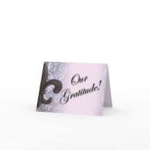 cartes de remerciement indigo/rose "fleur de lis e