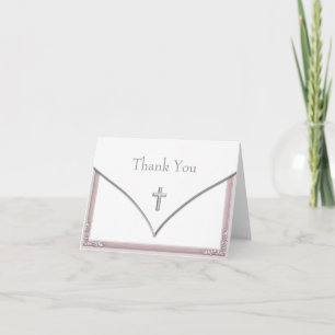 Cartes de remerciement jolies rose croix