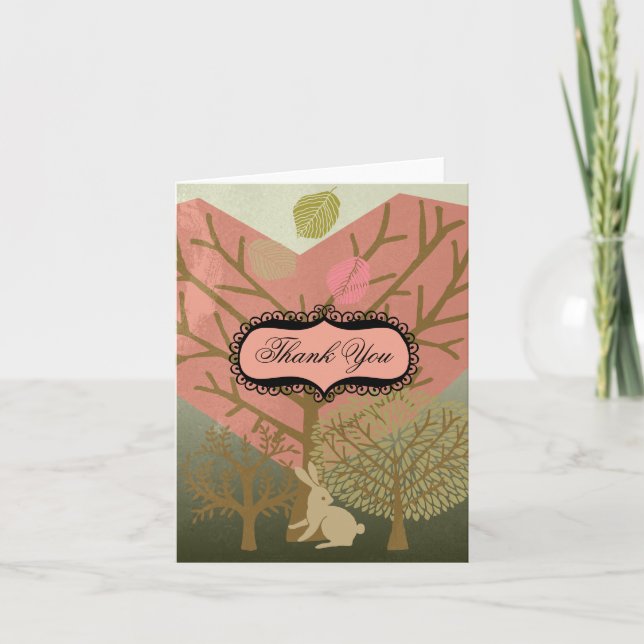 Cartes de remerciement Lapin dans la Forêt Magique (Devant)