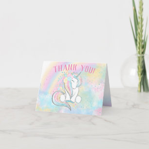 Cartes de remerciement Licorne au pastel doux