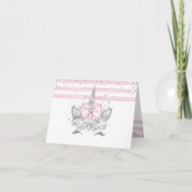 Cartes de remerciement Licorne Visage (Devant)