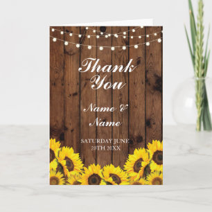 Cartes de remerciement Mariage Bois Tournesol Mari