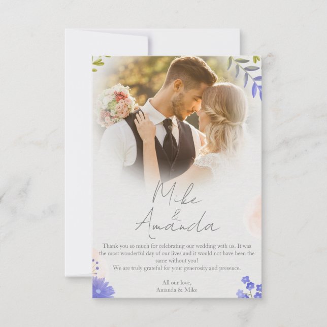 Cartes de Remerciement Mariage customisé (Devant)