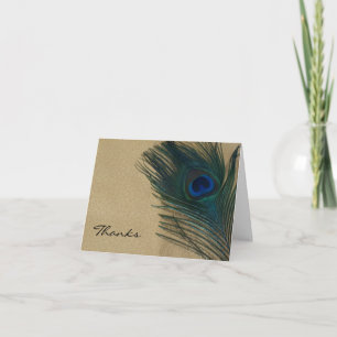 Cartes de Remerciement Mariage de Peacock Or Métal