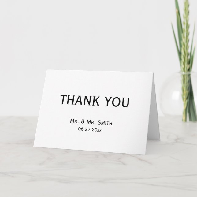 Cartes De Remerciement Mariage Gay Simple (Devant)