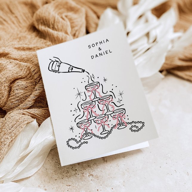 Cartes de remerciement Mariage Perles & Prosecco (Créateur téléchargé)