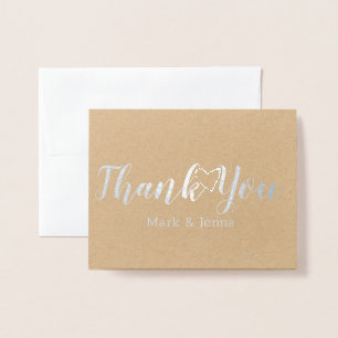 Cartes de remerciement Mariage Script Cœur ouvert