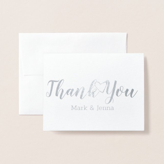 Cartes de remerciement Mariage Script Cœur ouvert (Devant avec enveloppe)